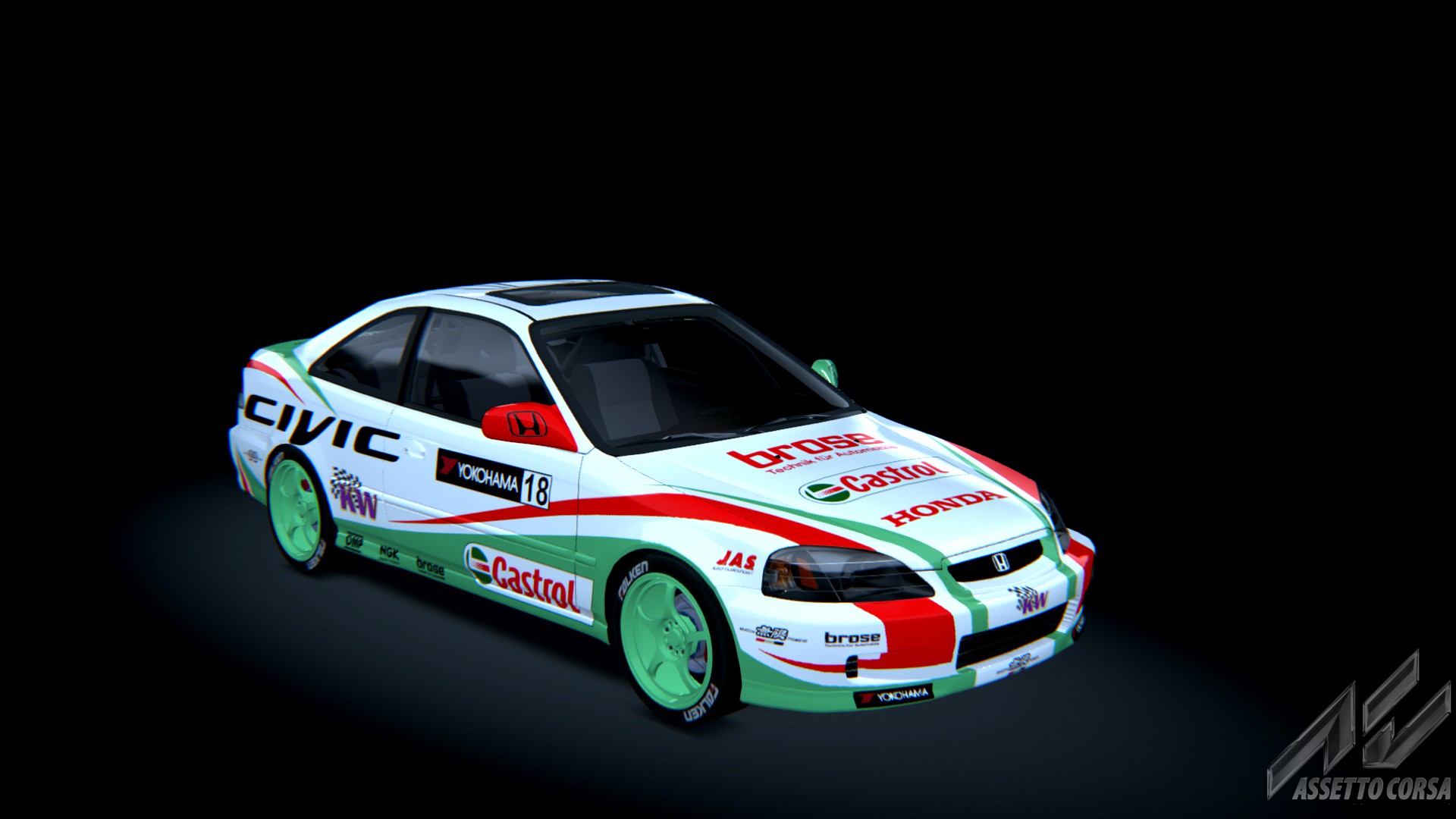 Honda Civic Si '99, skin Castrol_Green